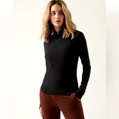 Athleta Salutation Half Zip Top | BLACK  MEDIUM M   #882390 NEW