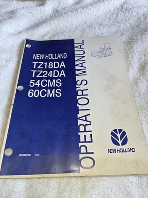 New Holland TZ18DA TZ24DA 54CMS 60CMS Operators Manual