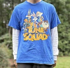Vintage Nostalgic Blue Tune Squad Space Jam Looney Tunes Graphic Tee Shirt