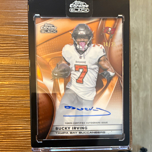 Topps 2025 Chrome Black Bucky Irving Buccaneers Orange Auto Encased AU-BI 14/25