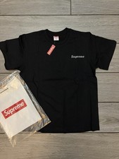 Supreme mens black short sleeve crew neck log...