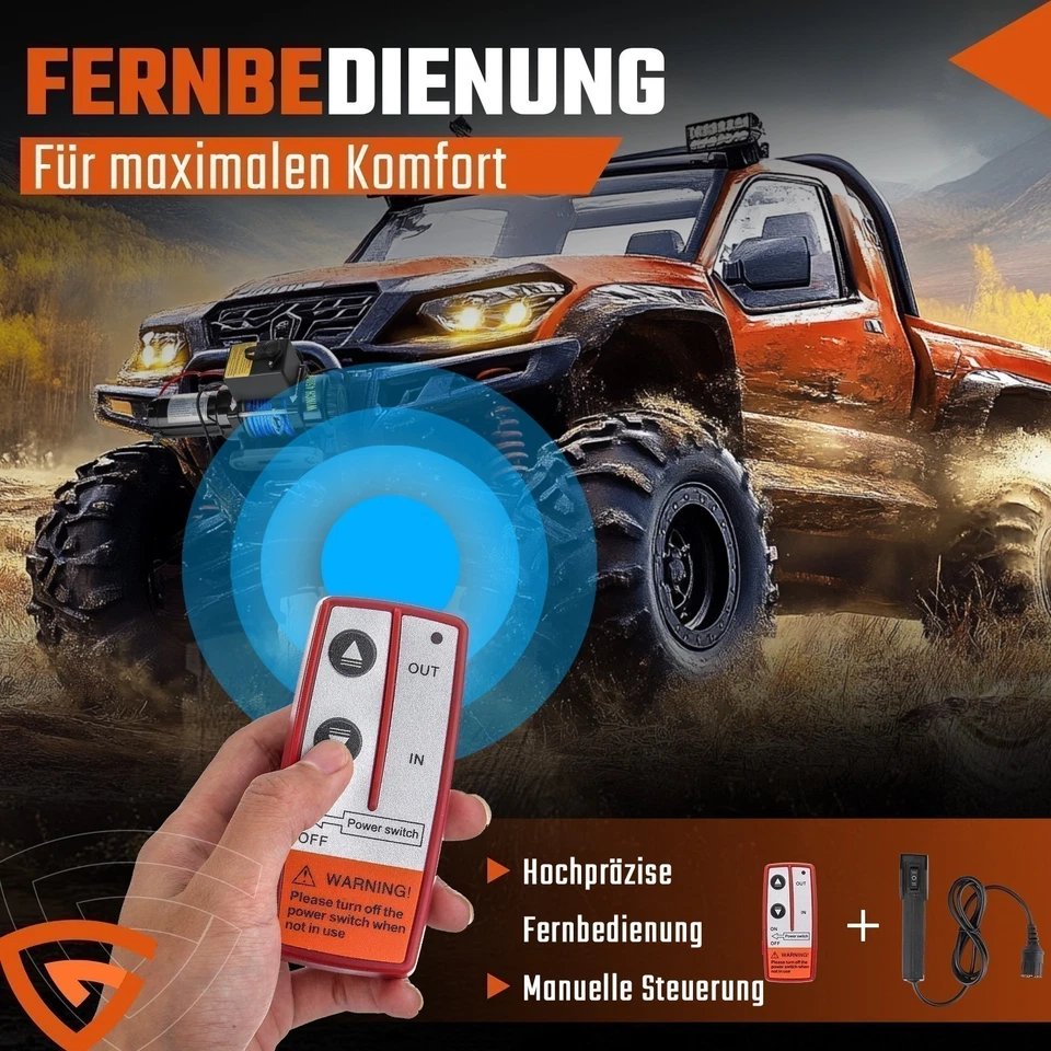 Elektrische Seilwinde 12V 3000LBS - 13500LBS Motorwinde Seilzug Winde Funk ATV - Bild 4 von 4