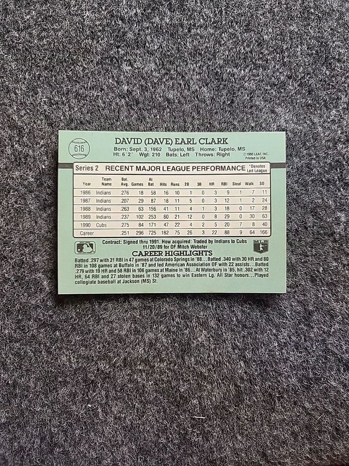 1991 Donruss - Dave Clark #616 Orange Design on Right Border A - Image 2 of 2