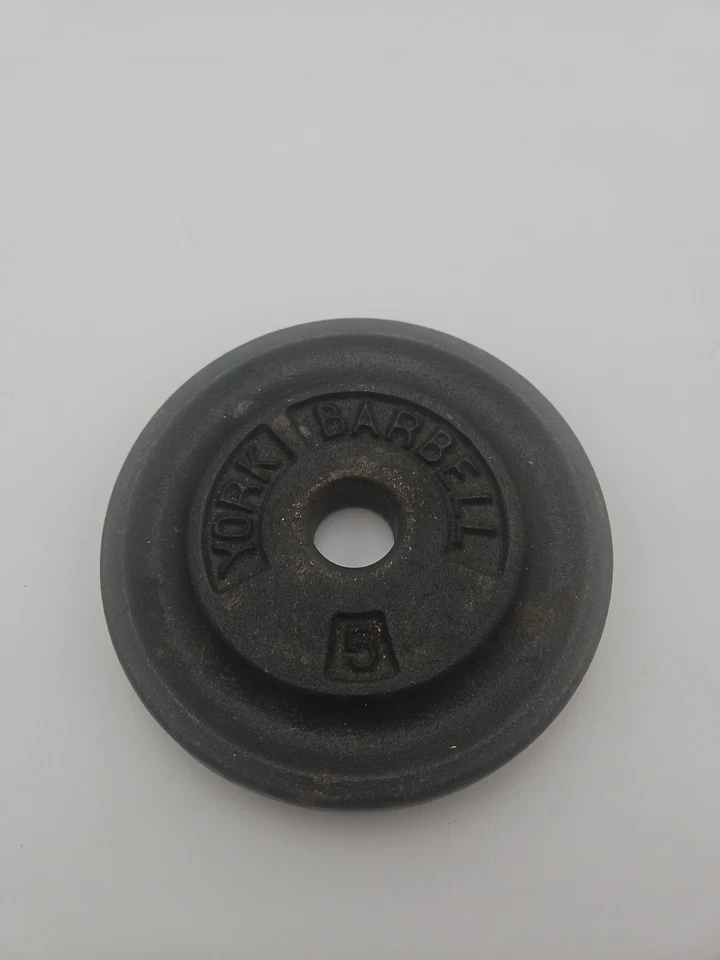 Placa de Peso Barra Estándar York De Colección ÚNICA 5Lb Estilo Hércules Milo Foto 2 de 4