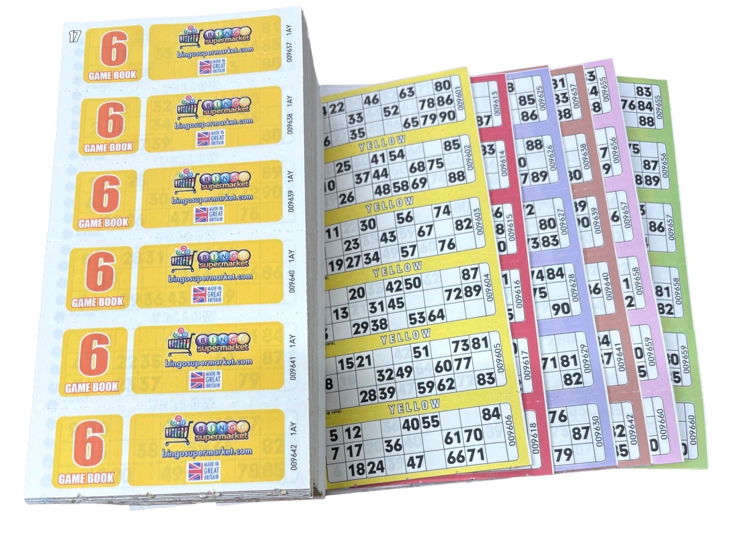 Bingo Tickets 6 To View 1-90 Books Cards Serial Numbers 600 6 Page Games booklet