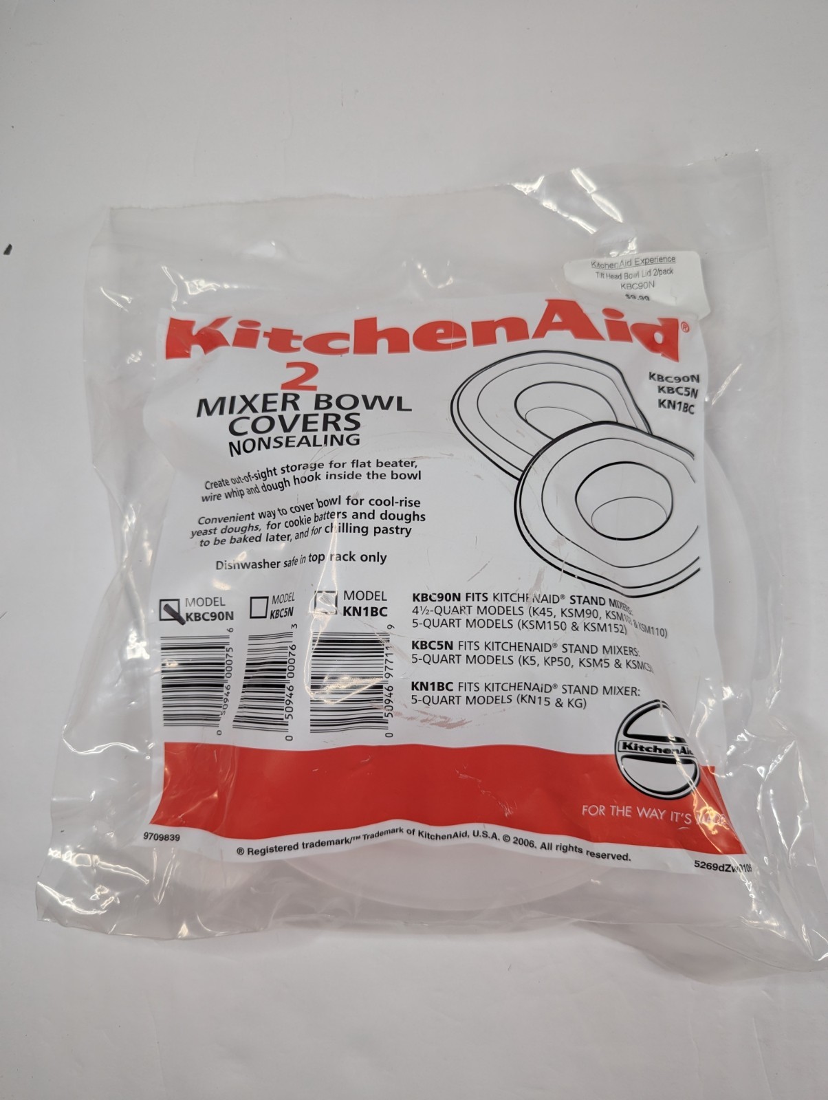 KitchenAid 2-Pack Stand Mixer Bowl Covers for K45 KSM90 103 110 150 152 Models-image