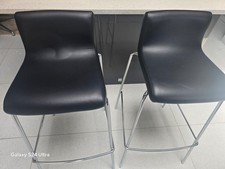 BOSS DESIGN Genuine Italian Leather Black Breakfast Bar Stools Kitchen Chairs