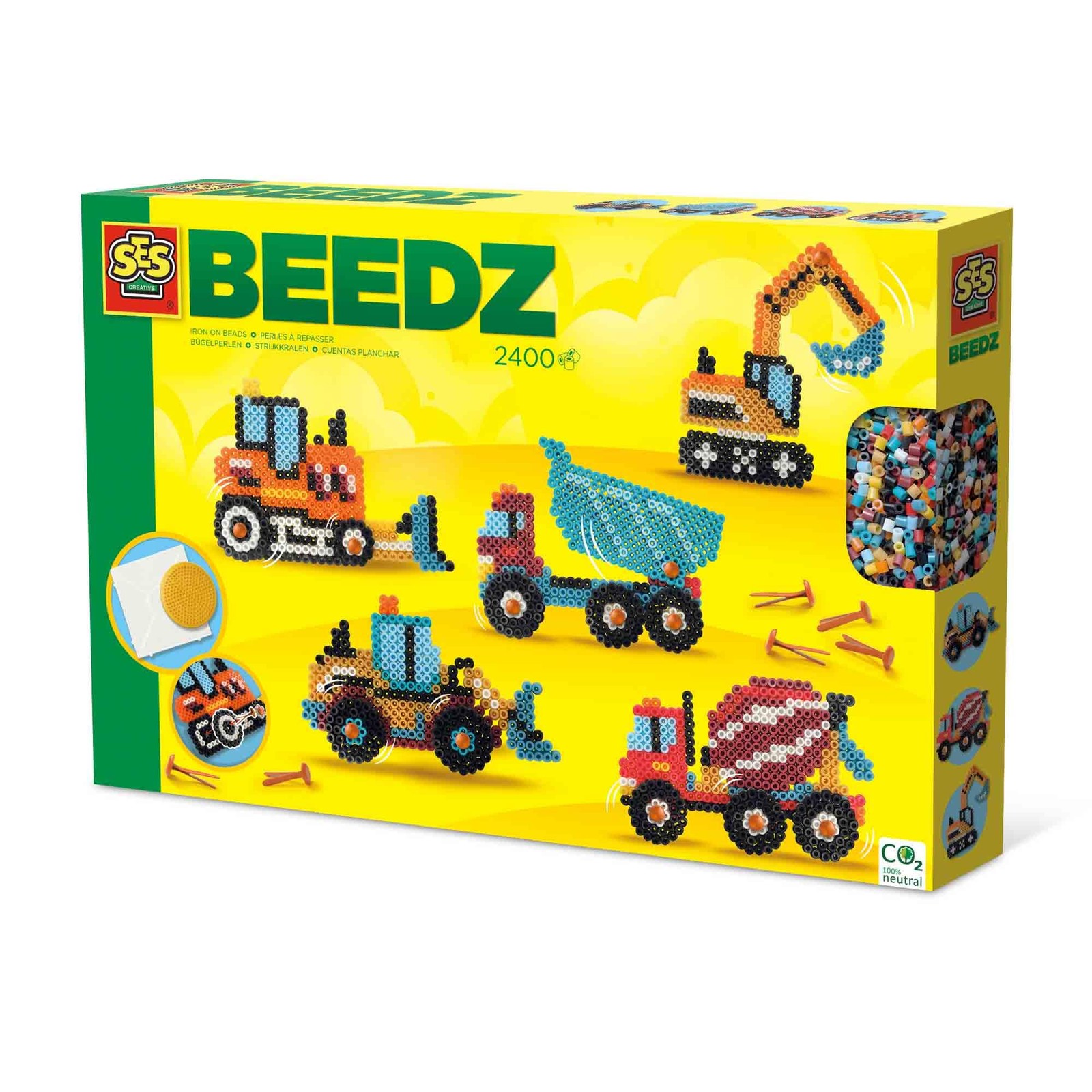 Perles à repasser de véhicules de construction avec 3000 perles colorées pour enfants