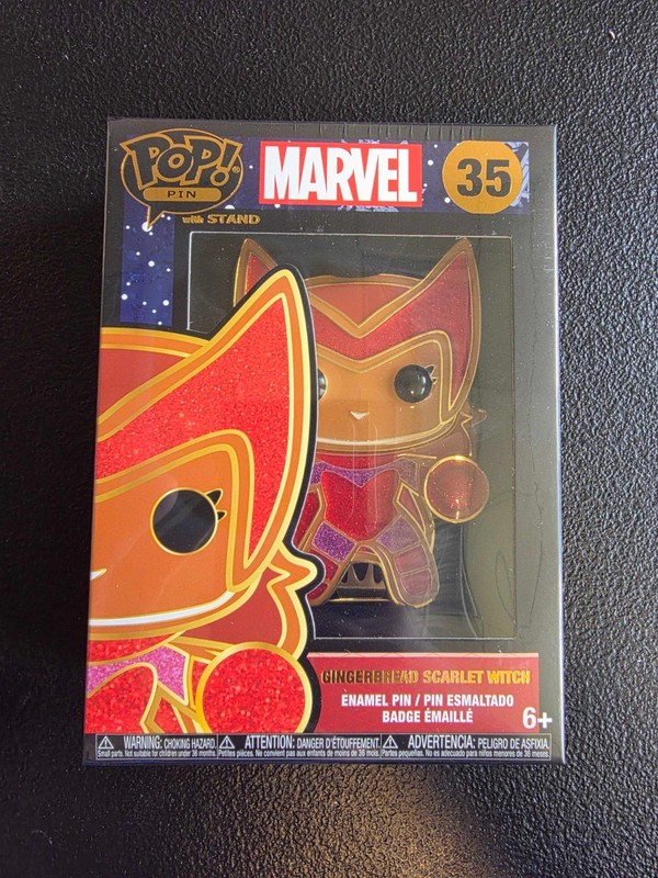 Funko Pop! Pin Marvel Gingerbread Scarlet Witch #35 Enamel Pin With Stand