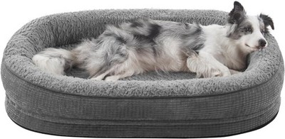 Orthopedic Dog Bed for Large Dogs, Egg-Crate Memory Foam Pet Bed with Bolster
