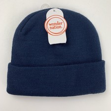 Wonder Nation Boys Youth Navy Blue One Size Knitted Beanie Hat Warm