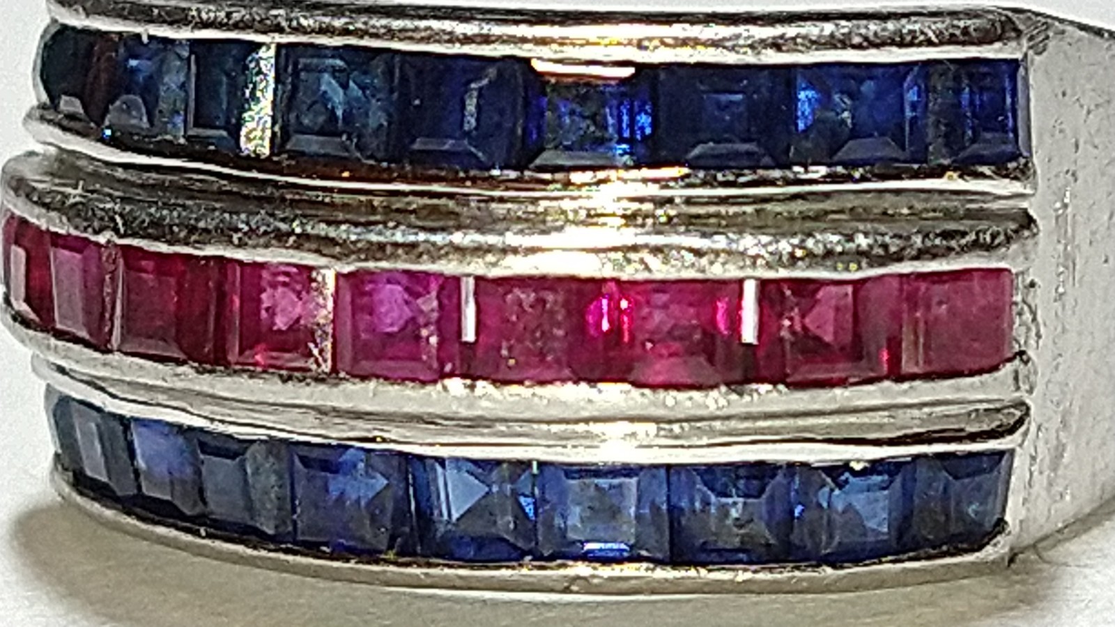 Solid platinum natural sapphire ruby ring heavy 1… - image 11