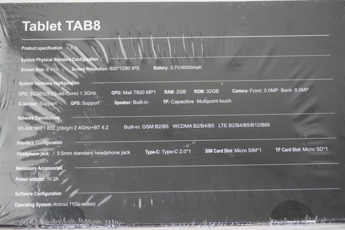 New Vortex Tab8 4G 8" 2GB Android 11 Go Edition Tablet 32GB SEALED - Picture 2 of 3