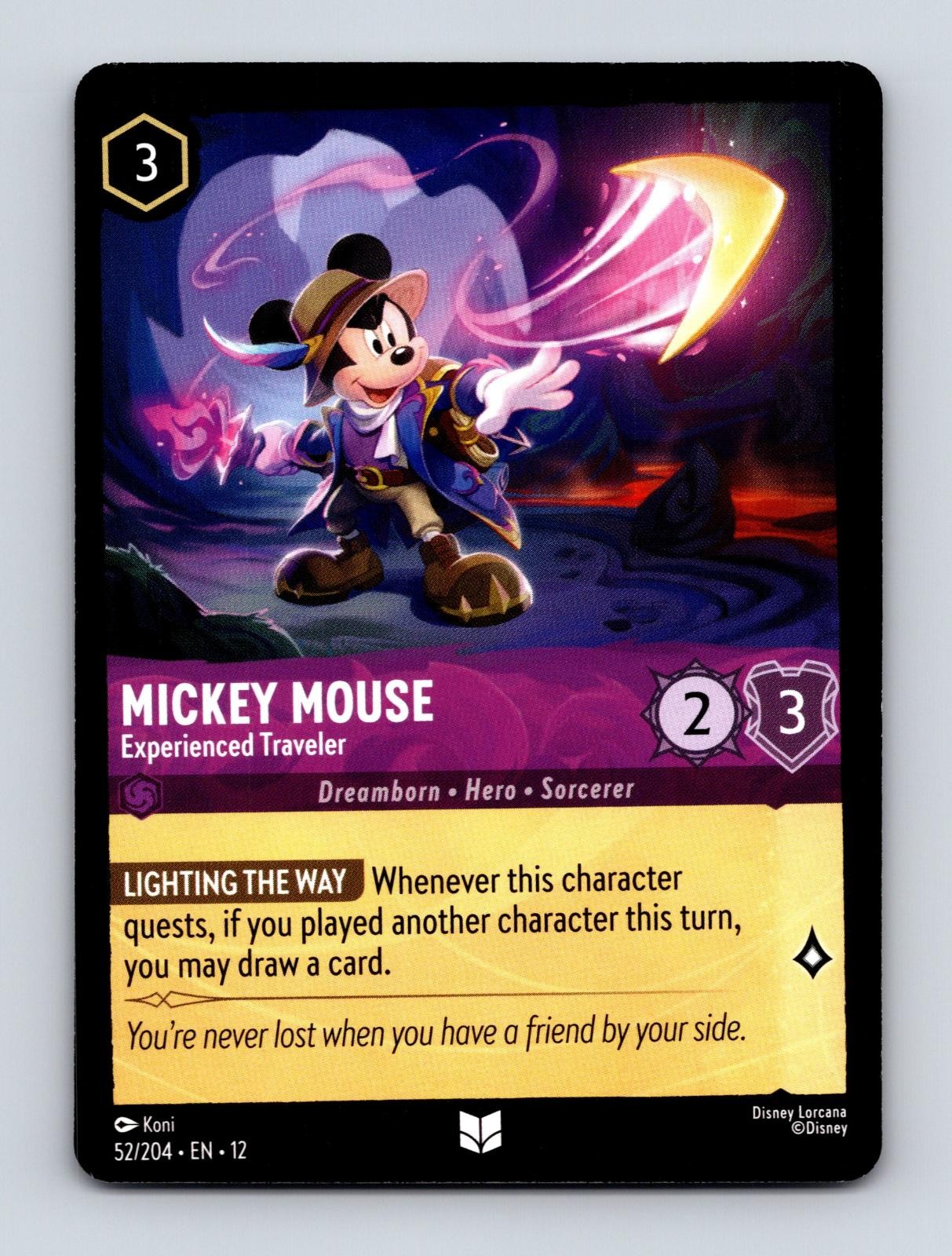 MICKEY MOUSE - EXPERIENCED TRAVELER 52/204 UNCOMMON WILDS UNKNOWN LORCANA NM