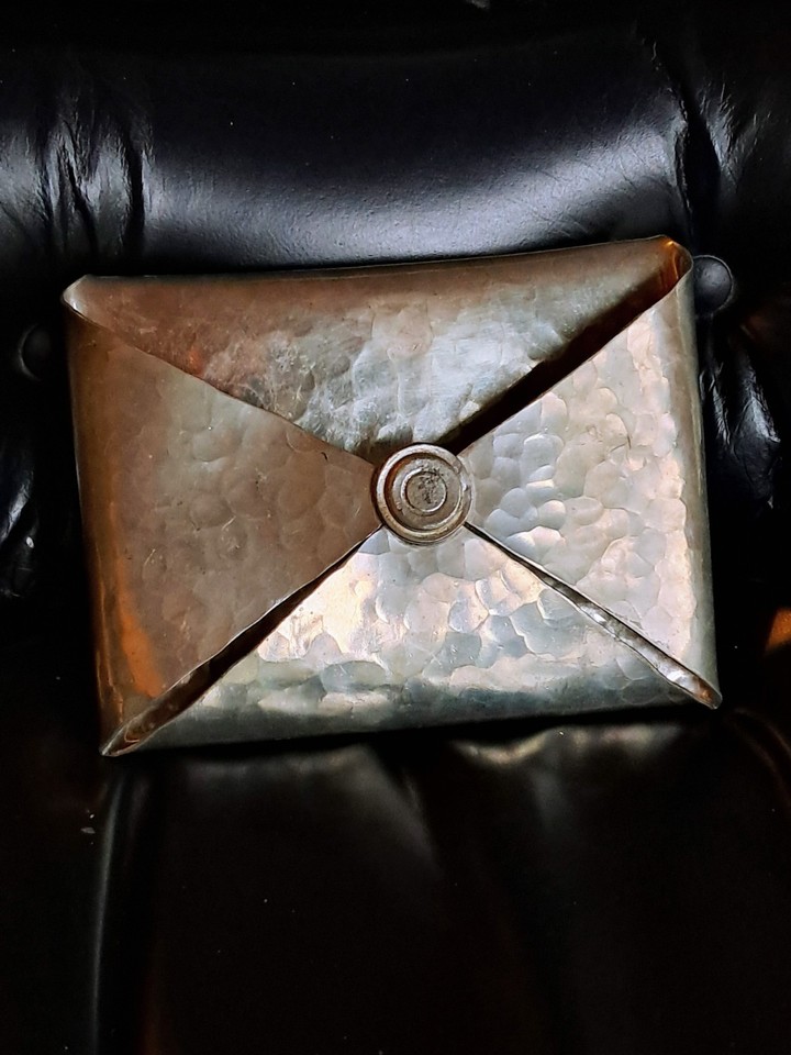 Handcrafted pewter desk piece by listed French artist Jean Goardere — sculptural, signed, and genuinely rare.