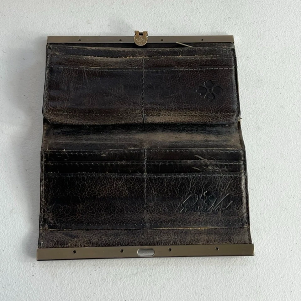 Patricia Nash Clutch Frame Wallet Cauchy Brown Tooled Floral Leather - Image 3 of 4