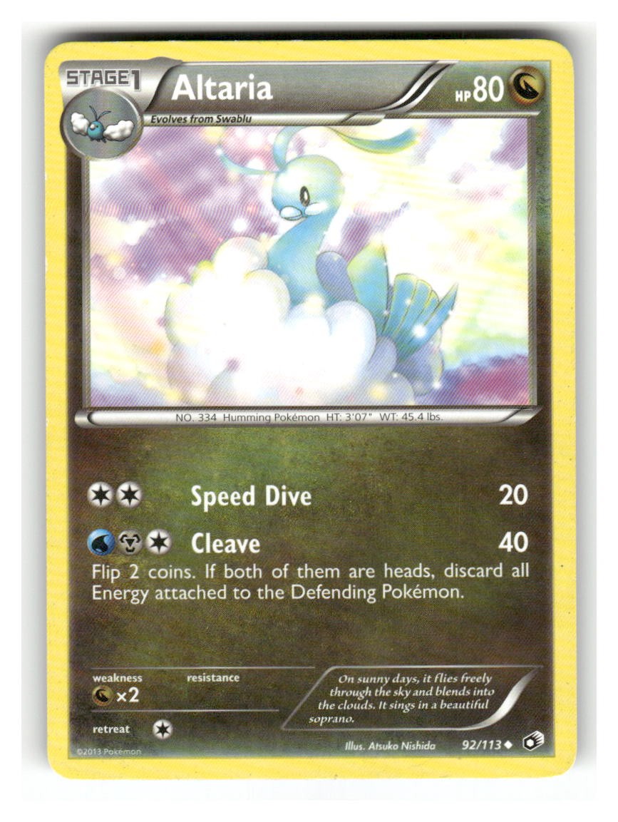 Altaria 92/113 Uncommon Legendary Treasures Pokemon Moderately Played