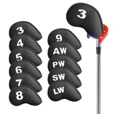 Golf Iron Head Covers Magnetic Soft Protection Printed Numbers Value Black
