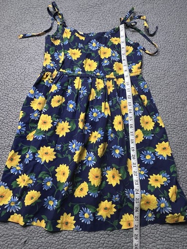 Basic Editions Sunflower Print Strappy Sundress Little Girls Size 14 Blue - Picture 6 of 7
