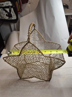 Christmas Golden Wired Shimmering Star Basket