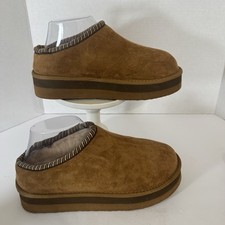 Pawz Brown Faux Suede Sherpa Lined Clog Slippers Women s Size 8 House Shoes