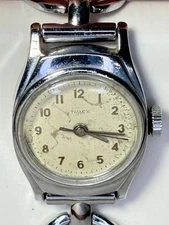 Timex Chrome Plated Ladies Dress Watch, Genuine Vintage Style Rare Gifts for Her