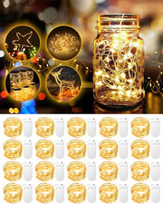 20 Pack Battery Operated Fairy Lights 3.3Ft 20 LED Warm White Copper Wire String