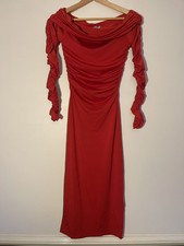 VINTAGE Womens  H&M  Dress XS Small Red  would fit uk 6-10 Elasticated 