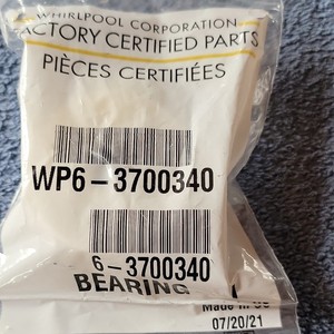 Whirlpool Bearing WP6-3700340 6-3700340 Factory Certified Part White
