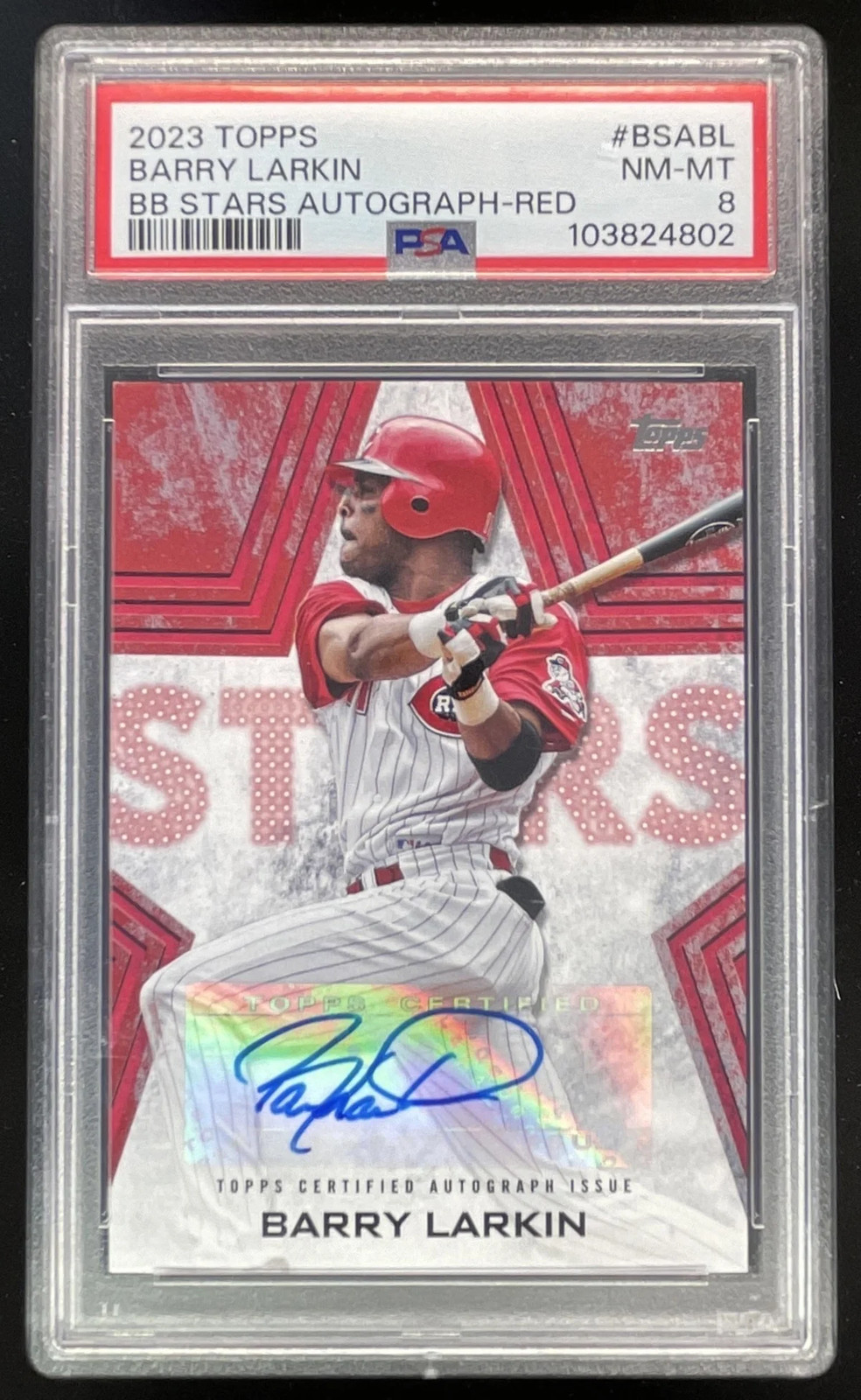 2023 Topps Update Baseball Stars Red #BSA-BL Barry Larkin Auto /25 PSA 8