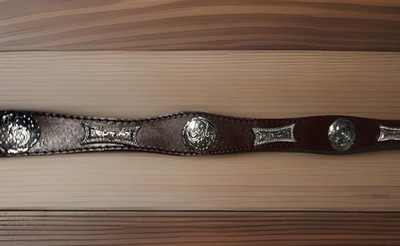 Vtg New Tooled Brown Leather Belt Silver Tone Conchos Southwestern Mexico 42 