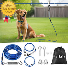 Dog Runner for Yard Heavy Duty 200FT Dog Runs for outside with 10FT Tie Out