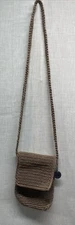 THE SAK Classic Crochet Small Crossbody Bag Purse Tan - 7” x 5”
