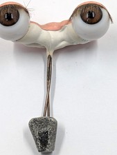 German Antique Hand Blown Rocker Glass Doll Eyes Brown 15mm Lashes E3-71a