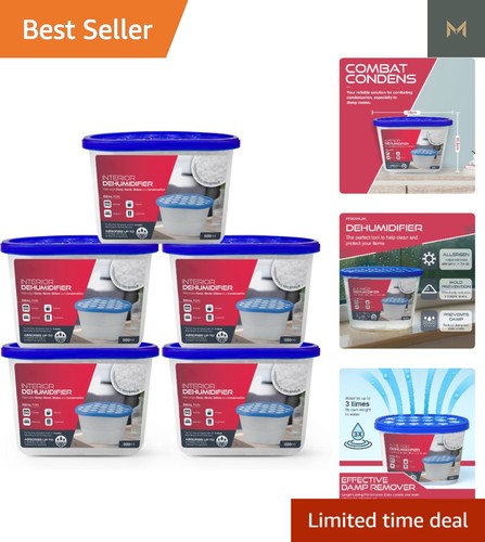 5 Pack Disposable Dehumidifier Tubs - 500ml Moisture Absorber Solution