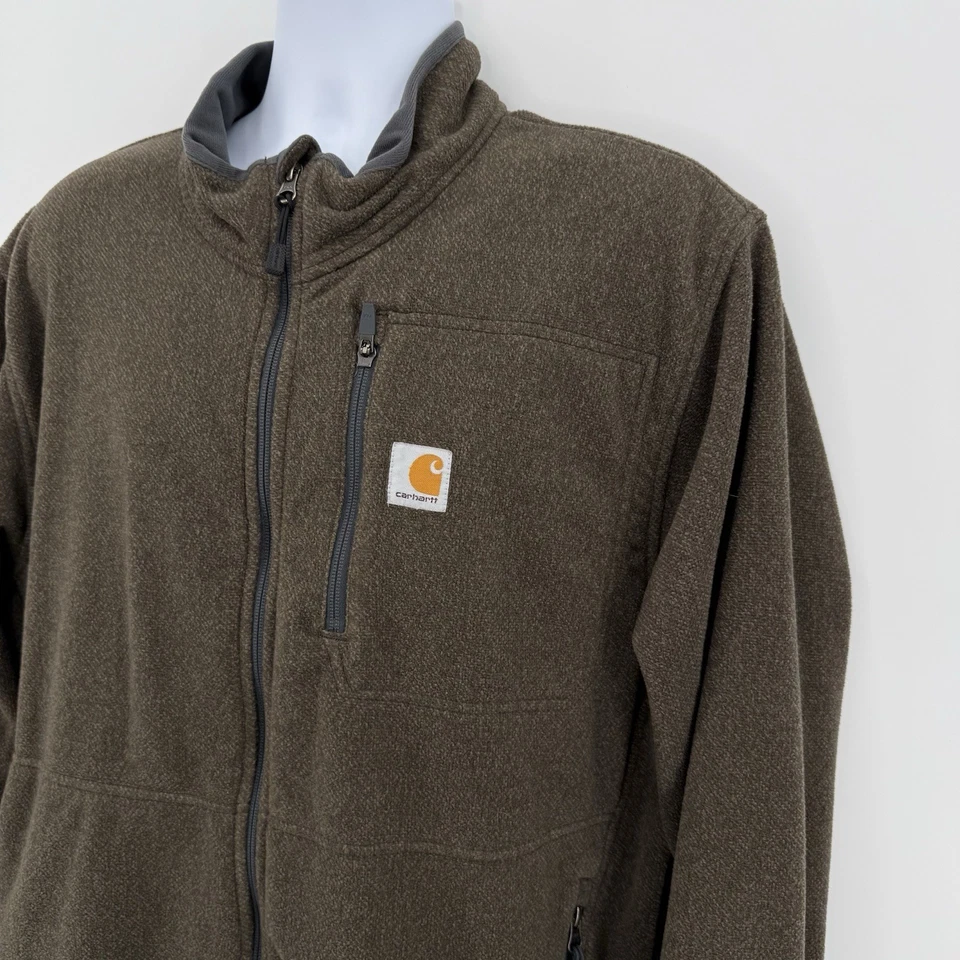 Carhartt Hombres XL Marrón Cremallera Completa Chaqueta Polar Cremallera Bolsillo en el Pecho Ropa de Trabajo Exterior Foto 2 de 4
