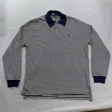 Vintage Polo Ralph Lauren Polo Shirt Mens Large Blue Long Sleeve Striped Knit