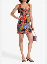 ANTHROPOLOGIE FARM RIO RAINBOW BANANAS LINEN BLEND MINI DRESS SIZE: S