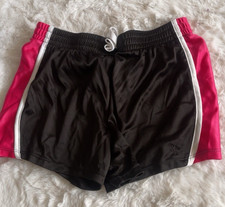 YOUTH GIRLS DANSKIN NOW LARGE BLACK AND PINK SHORTS DRAWSTRING 100 POLYESTER