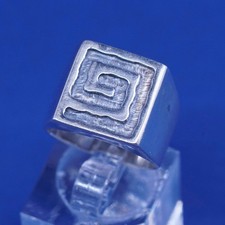 Size 7, vtg Sterling silver handmade ring, hopi 925 statement band w/ Greek key