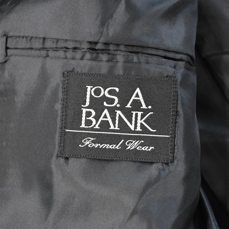 Vtg USA Made Jos A Bank 43R 31x32 Black 100% Wool Boxy Mens Jacket Pants Tuxedo - Image 4 of 4