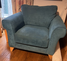 Teal chenille fabic armchair