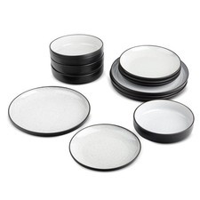 12 Piece Ceramic Dinnerware Set Service for 4 Plates Bowls Mugs
