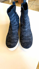 DKNY Women's Black Gray Camo Knit Textile Slip-On Mid Top Sneakers