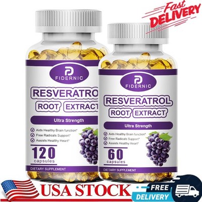 Resveratrol 1200mg Capsules - Maximum Strength Anti-aging Antioxidant Supplement