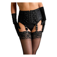 Strumpfhalter schwarz Strapsgürtel Burlesque 6 Straps Luxus von hand gefertigt