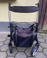 Router Rollator faltbar 4 Räder höhenverstellbar mit Sitz & Tasche Schwarz/Grau