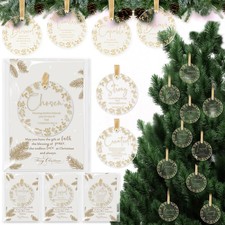 50 Sets Christian Christmas Ornament Bulk Religious Bible Verse Acrylic Hangi...