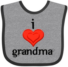 Inktastic I Love Grandma Baby Bib Heart Grandparents Day Grandmother New Infant