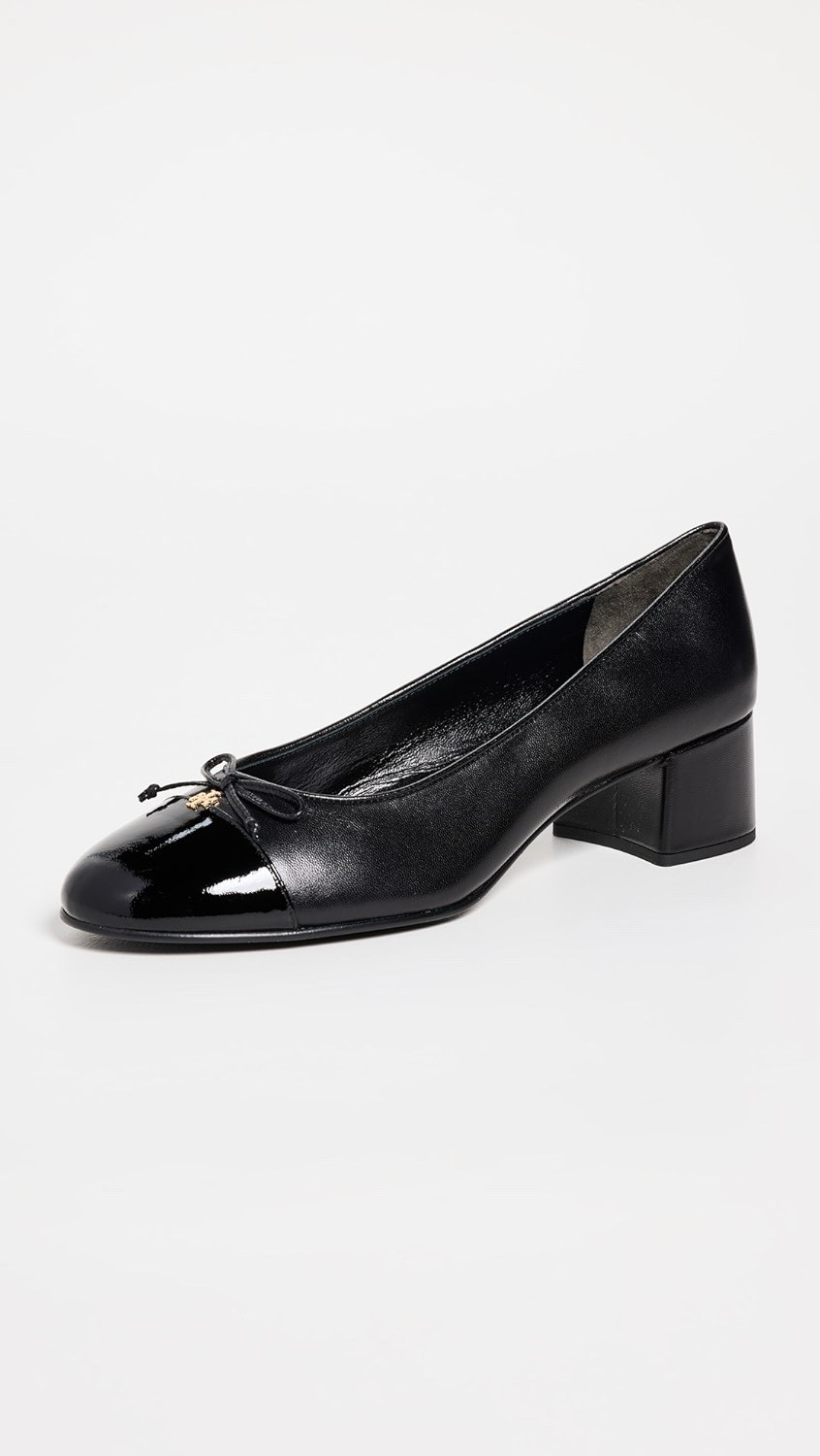 Tory Burch Cap Toe Ballet Pump In Black Leather 7.5 M $325 thumbnail 4